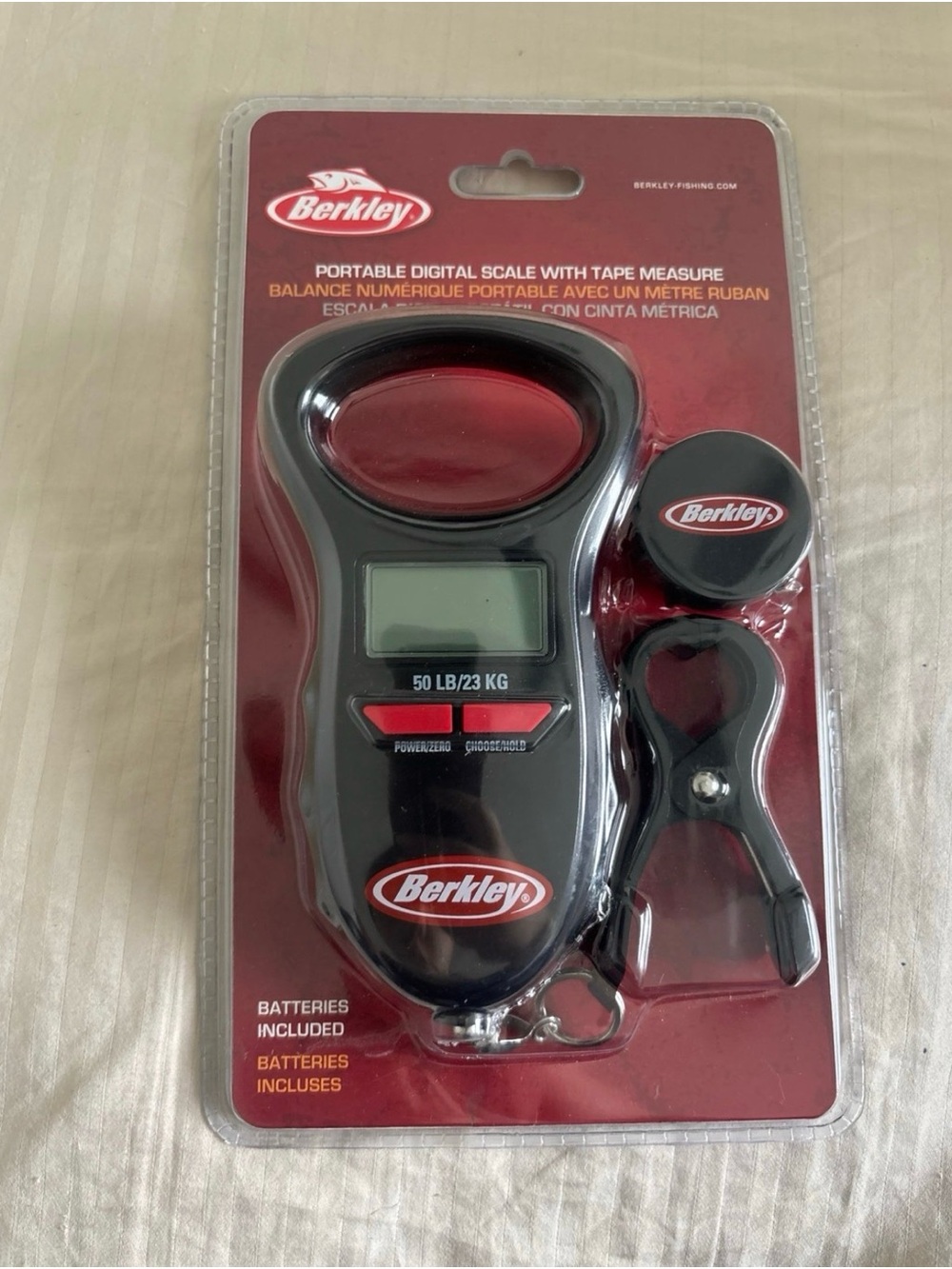 Berkley Portable Digital Scale with Tape Measure - Black & Red